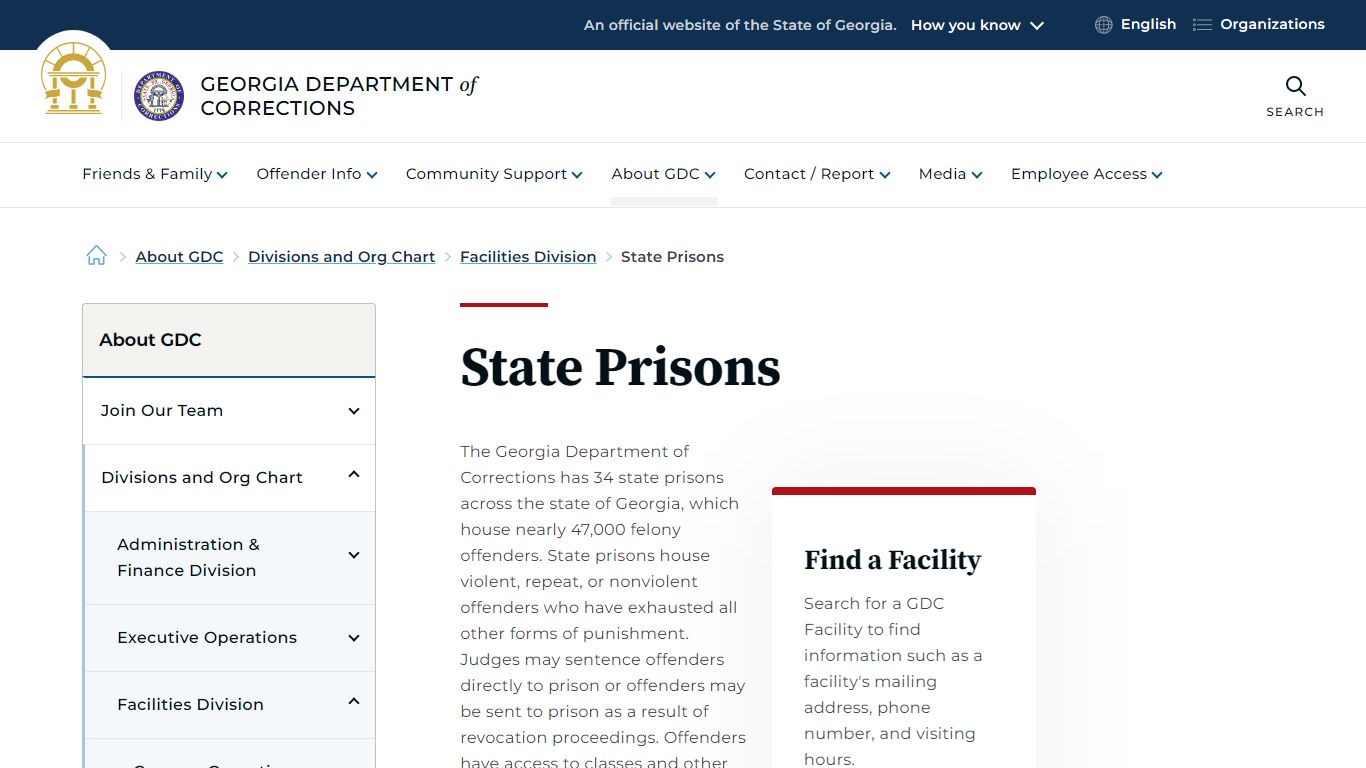 State Prisons | Georgia Department of Corrections