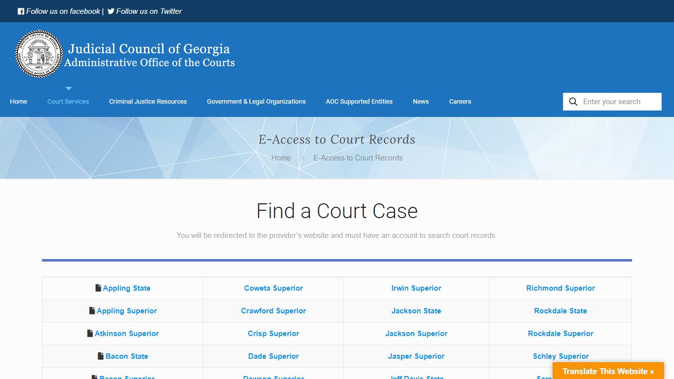 E-Access to Court Records – Georgia Judicial Gateway